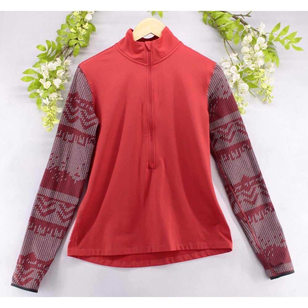 Nike Pro Dri-Fit Hyperwarm Women's Red Half-Zip Training Pullover Long Sleeve L